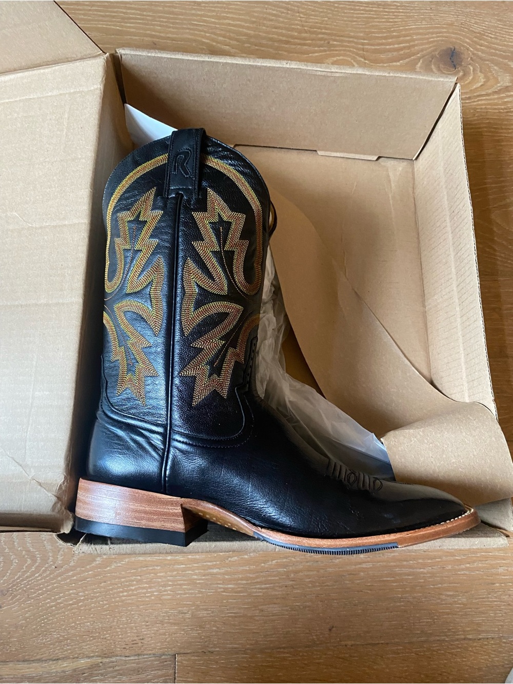 Women's Black Square Toe Rod Patrick Cowboy Boots